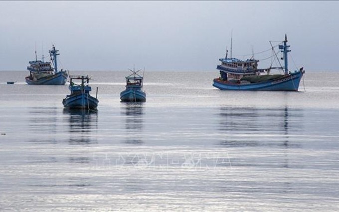 Embarcaciones pesqueras en las aguas de la isla vietnamita de Phu Quoc. (Fotografía: VNA)