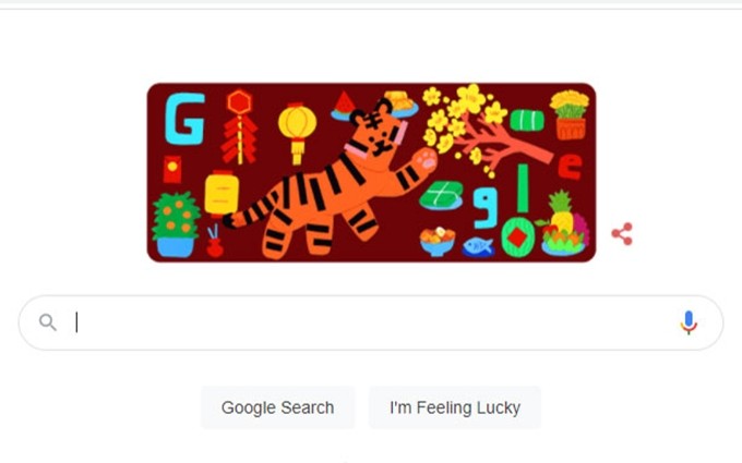 Google cambia su doodle en saludo al Año Nuevo Lunar 2022 (Fotografía: Captura de pantalla)