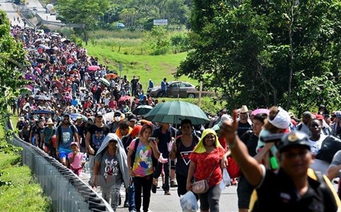 Migrantes en Huixtla, estado mexicano de Chiapas, se mueven a los Estados Unidos. (Fotografía: AFP/VNA)