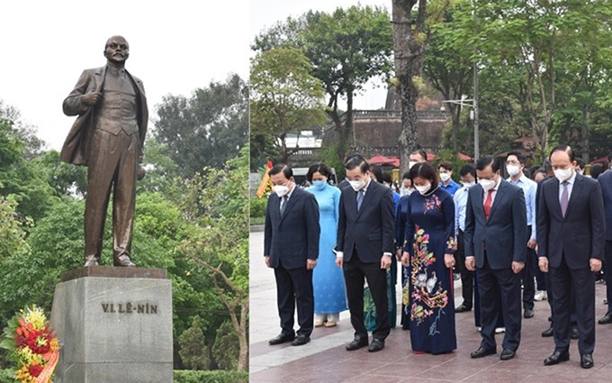 Líderes de Hanói homenajean a Lenin en 152 aniversario de su natalicio (Fotografía: Duy Linh)