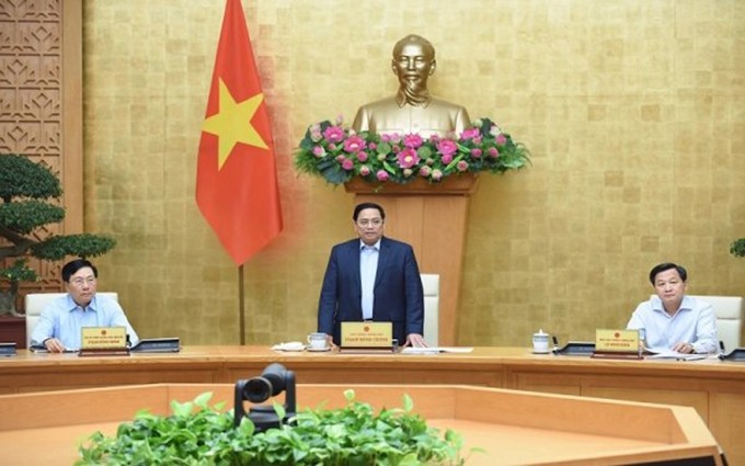El primer ministro de Vietnam, Pham Minh Chinh habla en el evento. (Fotografía: Nhan Dan)