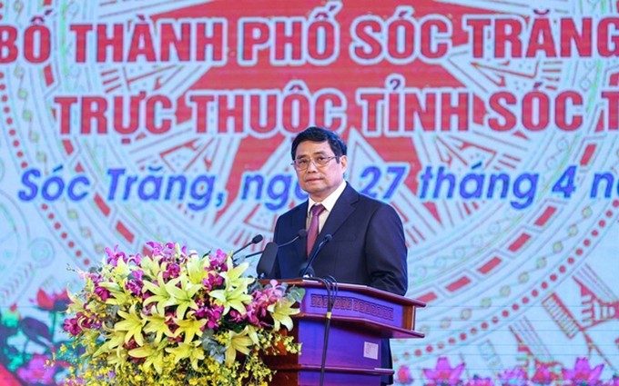 El primer ministro de Vietnam, Pham Minh Chinh, interviene en el evento. (Fotografía: VGP)