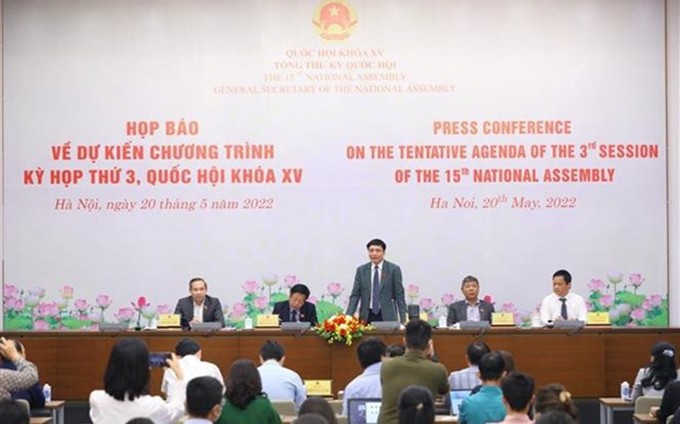 Conferencia de prensa sobre el tercer período de sesiones de la Asamblea Nacional de Vietnam (Foto: VNA)