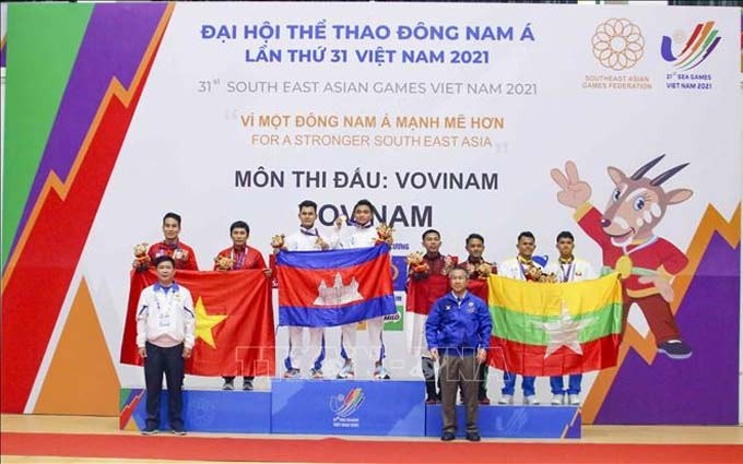 La selección de Vovinam de Camboya conquista oro en los SEA Games 31. (Fotografía: VNA)