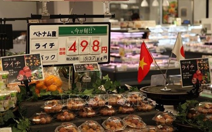  Lichi vietnamita se vende en el supermercado AEON, en Japón (Foto: VNA)