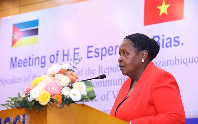 La presidenta de la Asamblea Nacional de Mozambique, Esperanca Laurinda Francisco Nhiuane Bias, interviene en la cita. (Fotografía: VNA)