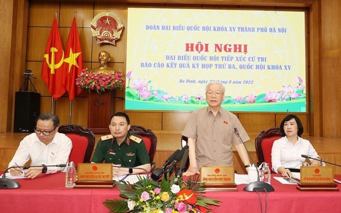 El secretario general del Partido Comunista de Vietnam, Nguyen Phu Trong habla en el evento. (Fotografía: VNA)