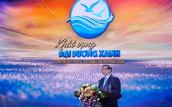 El primer ministro de Vietnam, Pham Minh Chinh, habla en el evento. (Fotografía: VGP)