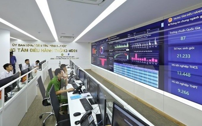 El Centro de Gestión inteligente de la provincia de Binh Phuoc. (Fotografía: VNA) 