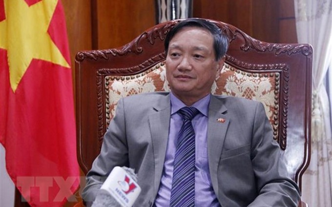 El embajador de Vietnam en Laos, Nguyen Ba Hung, en la entrevista concedida a la Agencia Vietnamita de Noticias. (Fotografía: VNA) 