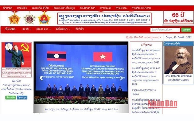 Los periódicos electrónicos de Laos dedican un amplio espacio a la conmemoración del Año de Solidaridad y Amistad de Vietnam en Laos y viceversa, 2022. (Fotografía: Nhan Dan)