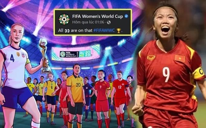 Cartel de promoción con la imagen de Huynh Nhu de la Copa Mundial Femenina de la FIFA 2023.