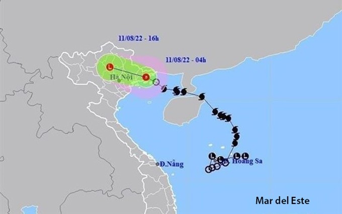 La trayectoria de la tormenta Mulan. (Fotografía: VNA)
