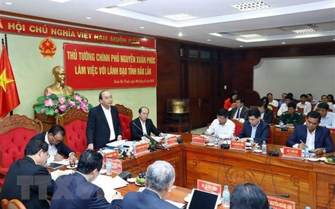 El primer ministro de Vietnam, Nguyen Xuan Phuc, en el encuentro. (Fuente: VNA)